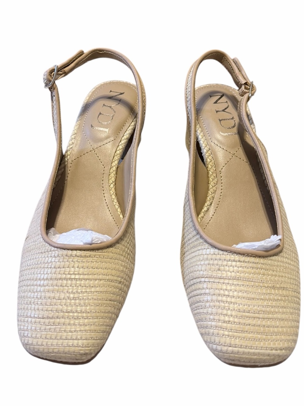 🌼🌟NIB NYDJ Stripped Raffia Tan Woven Slingback Flats Size 7.5M - Picture 6 of 8